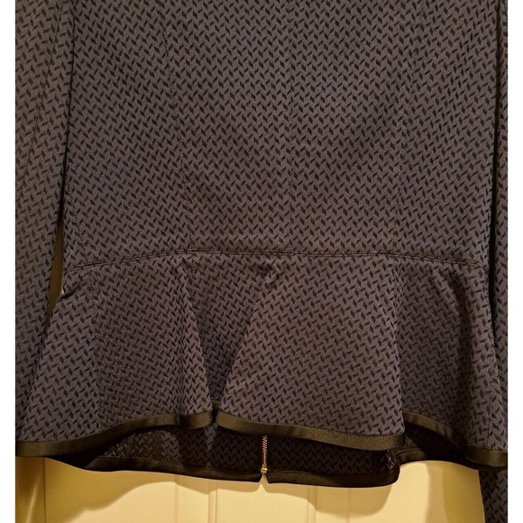 DKNY Women's Deep Blue w/ Black Patern Zip-Front Peplum Blazer Sz 4 - Picture 4 of 7
